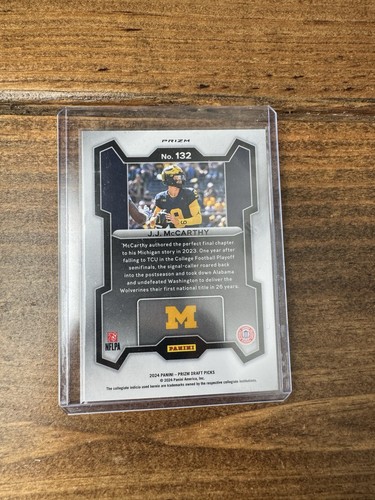 2024 Panini Prizm Draft Picks - Purple Wave Prizm #132 J.J. McCarthy (RC) - Picture 2 of 2
