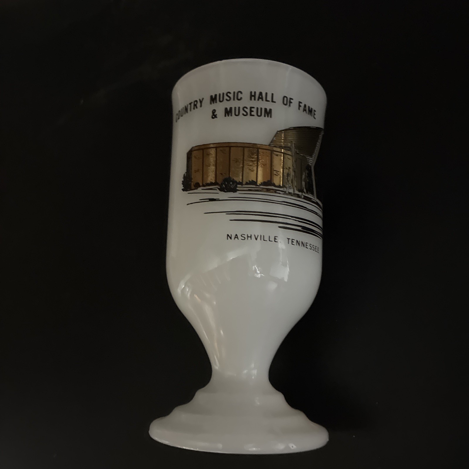 Country Music Hall of Fame & Museum Milk Glass Pedestal Cup Nashville TN