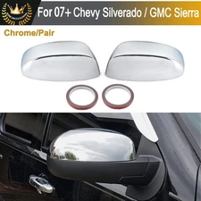 For 2007-13 14 Chevy Silverado GMC Sierra Yukon Chrome Mirror Covers Replacement