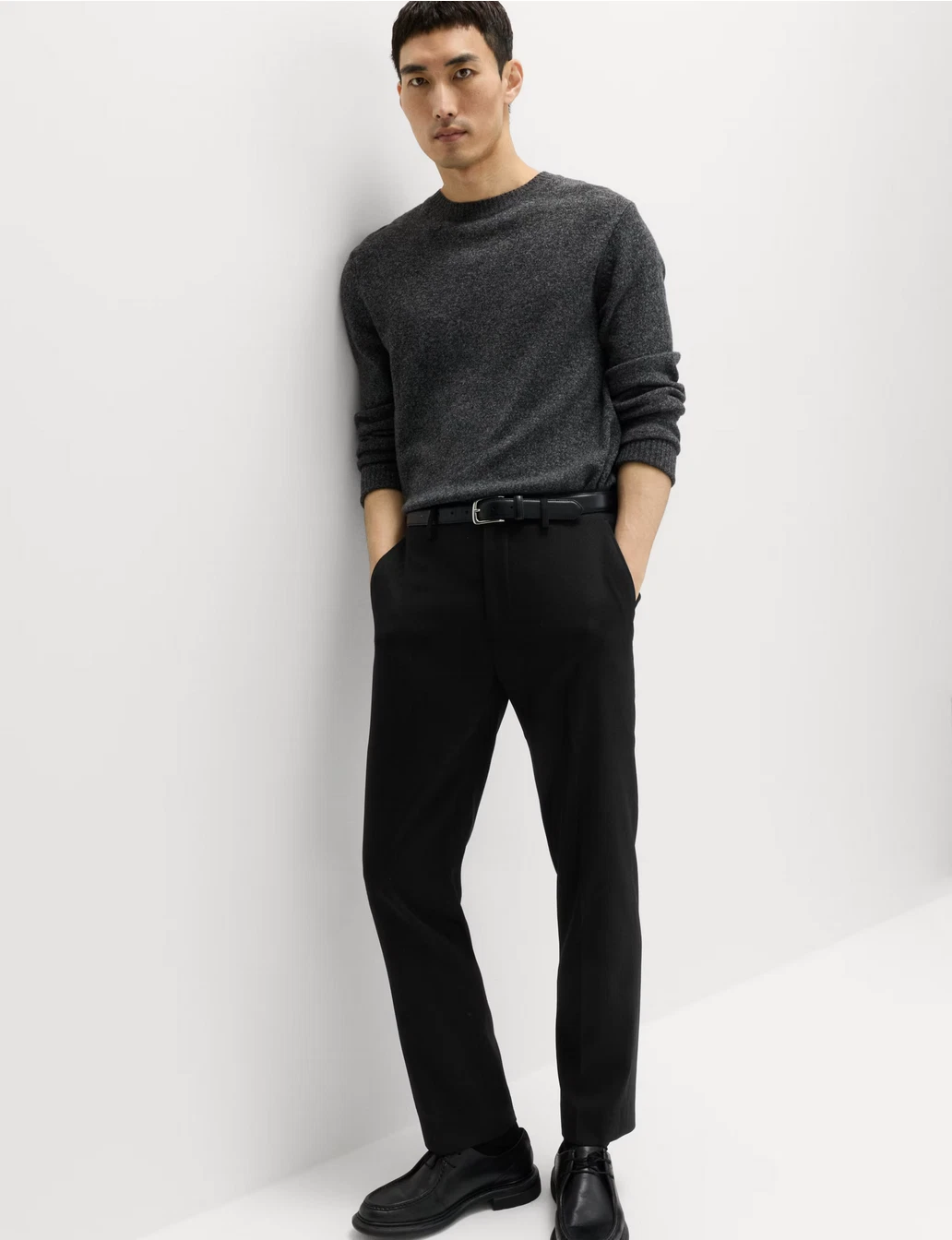 M&S Trousers Wool Blend With Stretch Regular Fit Black RRP £45
