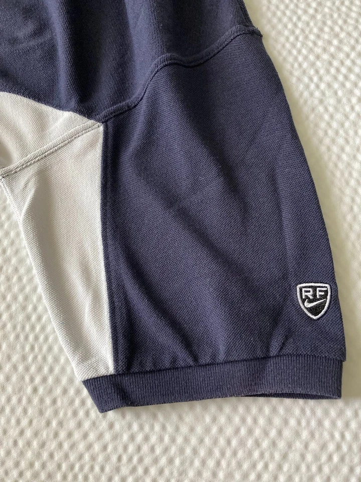 Nike Roger Federer RF Shield Logo Dri-FIT Tennis Polo Shirt L Navy Blue Rare - Image 4 of 4