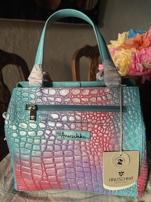 Anuschka Leather Convertable Handbag Reptile Pattern Hand Painted