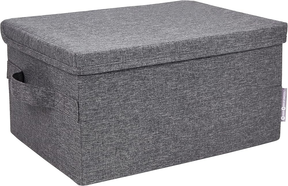 Bigso Soft Foldable Polyester Storage Box with Lid - Fabric Storage Bin with Lid