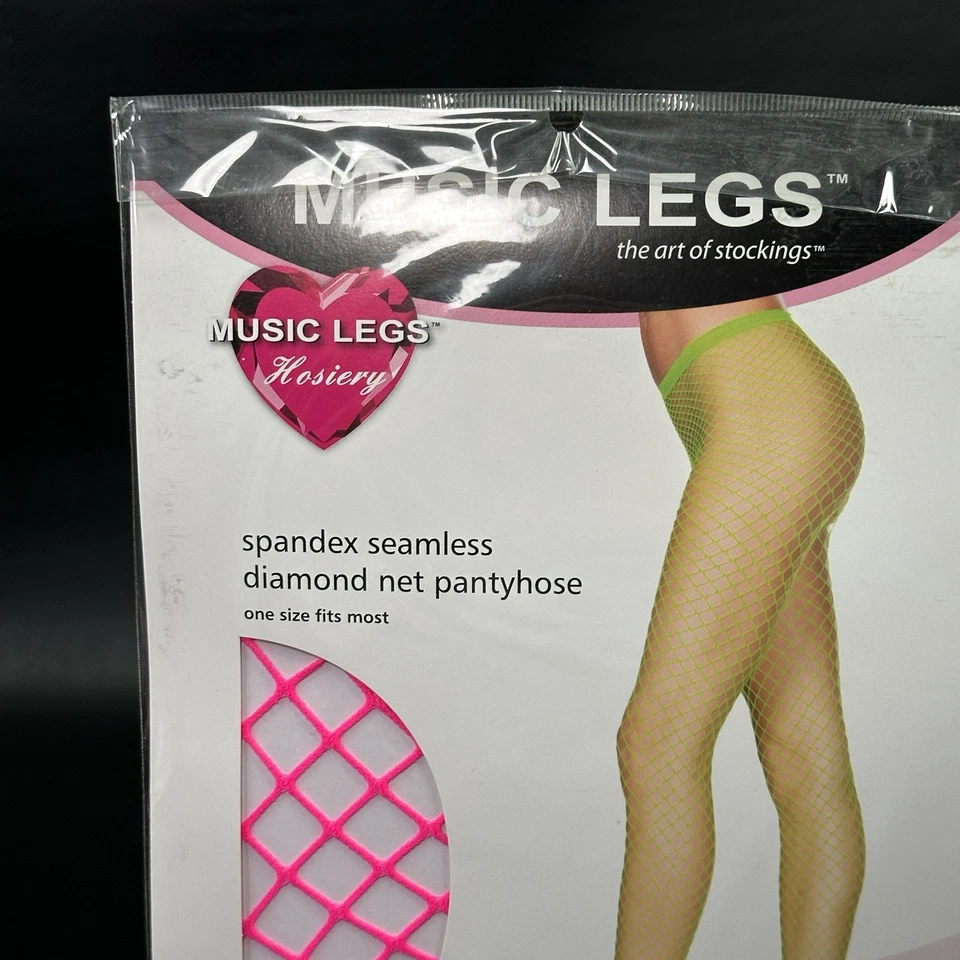 Meia-calça Fishnet rosa neon tamanho único rede diamante fantasia festival Halloween - Imagem 4 de 4