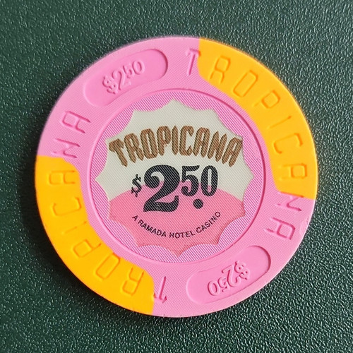 Tropicana Las Vegas $2.50 Casino Chip - A Ramada Hotel Casino Pink/Yellow