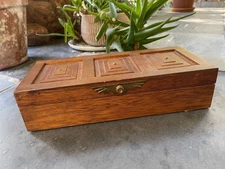 Vintage Real Wood Wooden Jewelry Box Royal London Trinket Watch Man Gift Retro
