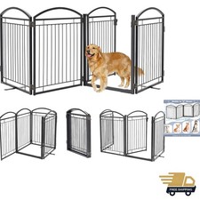 Elegant 96'' Extra Wide Metal Dog Gate with Door, 32'' Tall  Sturdy Design