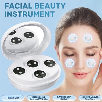 Electric Facial & Eye Beauty Massager with Gel Patches Micro-Current Red Light