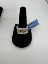 Natural Yellow Diamond Ring 925 Sterling Silver 0.8CTW Canary Band Size 7