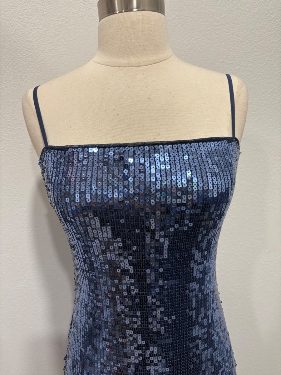 reformation blue sequin dress Reformation Nadene Sequin Slip Dress In Navy - 70% Off