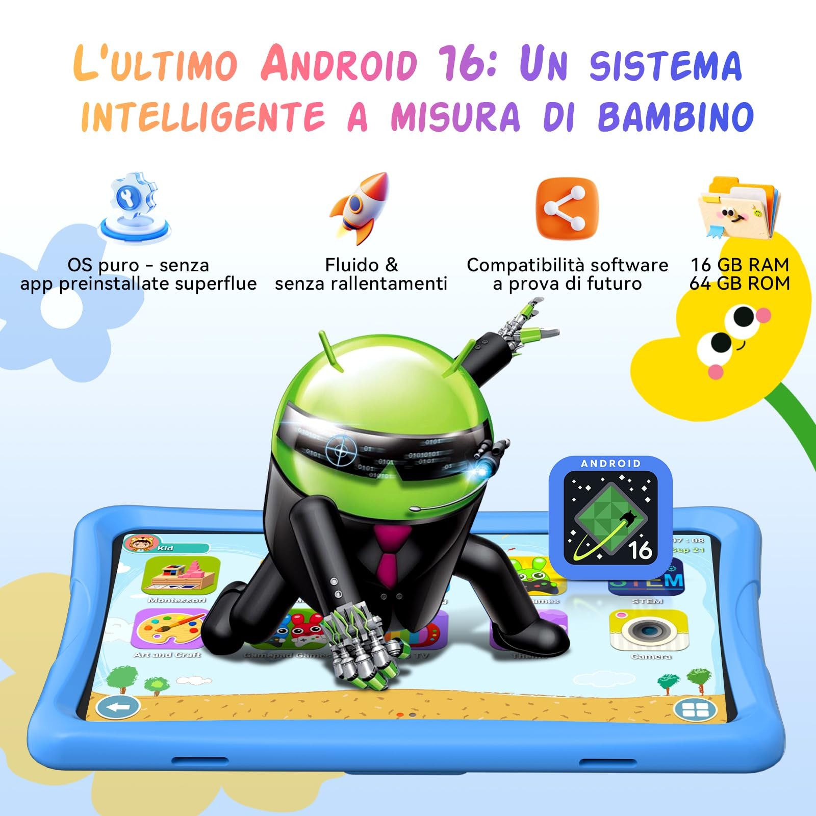 Tablet Bambini 10 Pollici Android 16 Tablet per Bambini 3-12 Anni 16GB RAM(4+12) foto 2