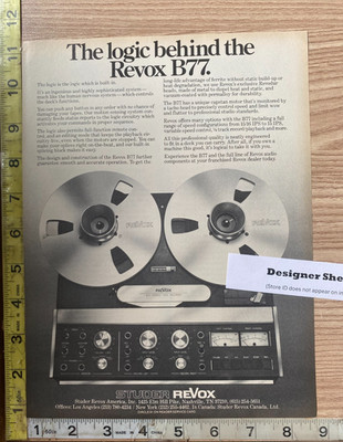 Studer Revox B77  Reel-To-Reel Stereo Tape Recorder 1981 Magazine Print Ad