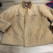 Vtg Carhartt Jacket CO3 BRN Mens Size 2XL Regular MADE IN USA DISTRESSED