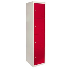 Monster Shop Metal Storage Lockers - Four Doors, Flatpacked, Red