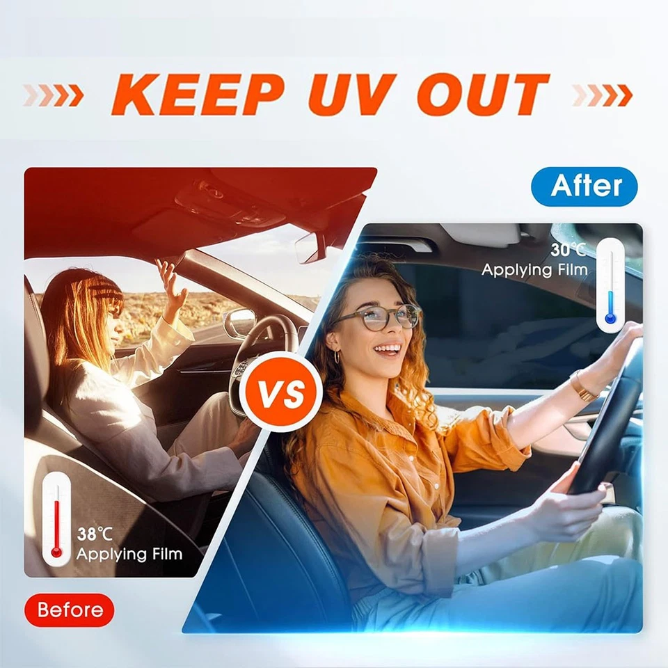 20" Inch 10'Feet x Uncut Roll Window Tint 20 % Black Film Car Home Office Glass Foto 4 de 4