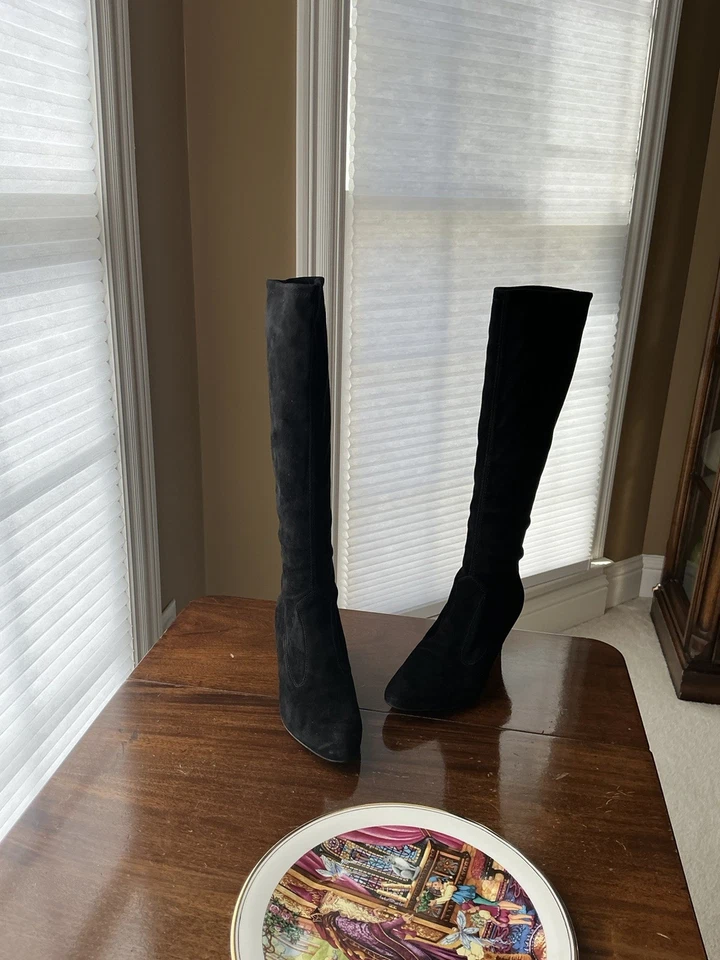 Botas Peter Kaiser hasta la rodilla negras de gamuza con tacón 8,5 Foto 4 de 4