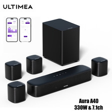 ULTIMEA 7.1ch Virtual Surround Sound Bar for TV w/ Subwoofer 4 Surround Speakers