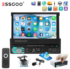 7" Single 1 DIN Apple CarPlay Android Auto Car Stereo Radio Flip Out Touchscreen