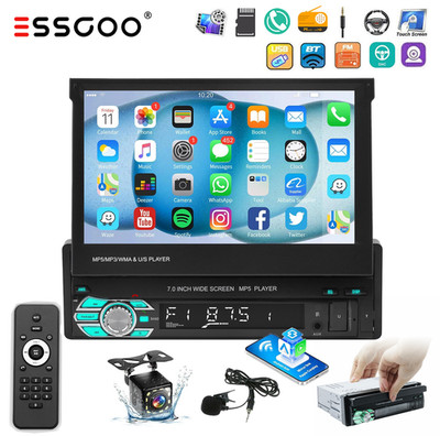 7'' Single 1 DIN Apple CarPlay Android Auto Car Stereo Radio Flip Out Touchscreen