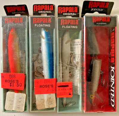 NOS LOT 4 RAPALA MINNOW JERKBAITS 11S JOINTED 11J FOIL CRANKBAITS LURES NEW BALS