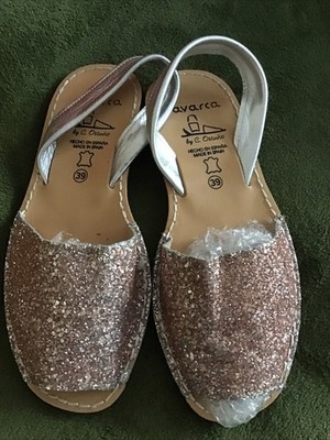 Avarca Menorquina Sparkly Glitter Leather Menorcan Sandals UK 6 - EUR 39 - US 8