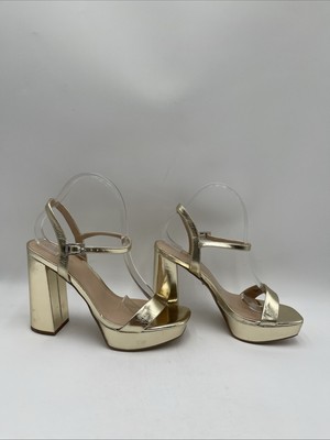 Women s Charles David Izzy Block Heel Platform Sandals Gold Size 8.5M