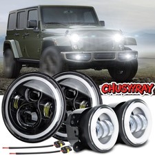 7inch Led Headlights Fog Light Fit Jeep Wrangler Unlimited 4-door Jk 2007-2018