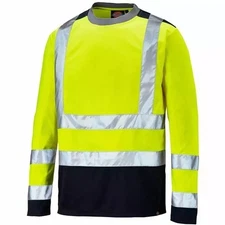 Dickies High Visibility Safety Yellow Mens Hi Vis Two Tone Long Sleeved Top