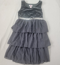Justice for Girls Girl's Sleeveless Gray Party Dress Gray Shiny Discs Sz 10