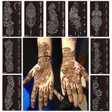 9 Sheet Temporary Tattoo Stencils,Henna tattoo kit 8.2 inches x 4.7