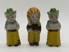 Vintage Bisque Penny Dolls Frozen Charlotte Set of 3 Miniature Figurines Japan