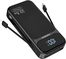 Power Bank 27000mAh Fast Charging Built-in 2 Cables, 22.5W Portable Charger,