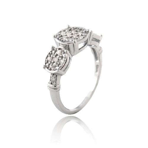 925 Silver 1/5ct Diamond Three Circle Promise Ring - Picture 2 of 5