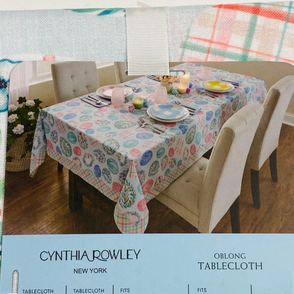 Cynthia Rowley Spring Easter Eggs 60x84in Holiday Tablecloth - Image 2 of 2