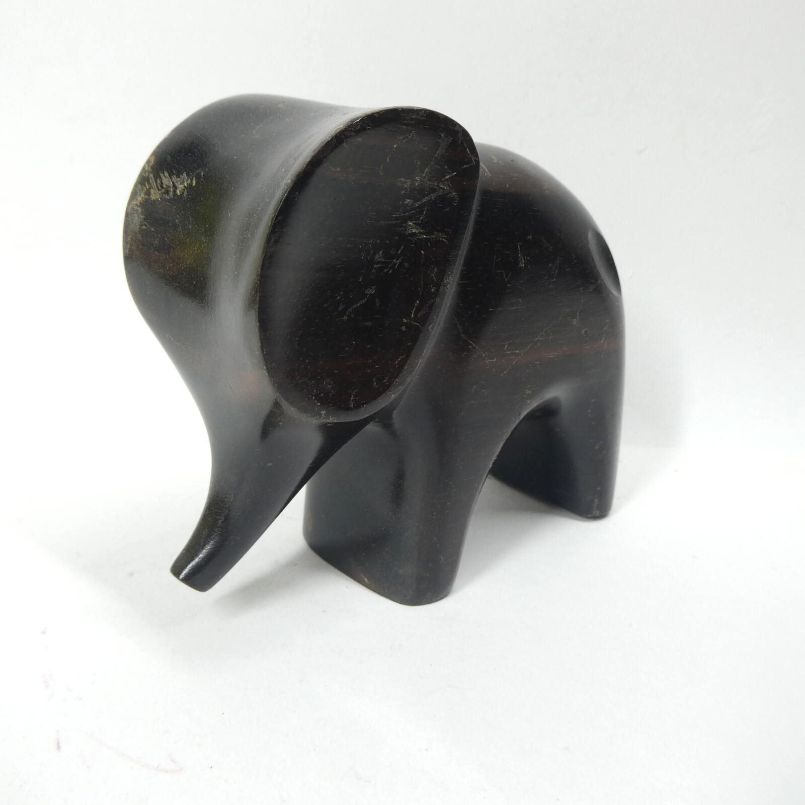 Carved Wooden Elephant Figurine 5" Long Modern MCM Vintage Philippines
