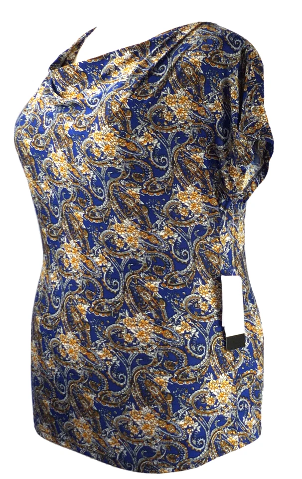 NWT Jonathan Martin Multi-Color Plus Size 2X Top Blouse Draped Neck Stretch - Image 2 of 4