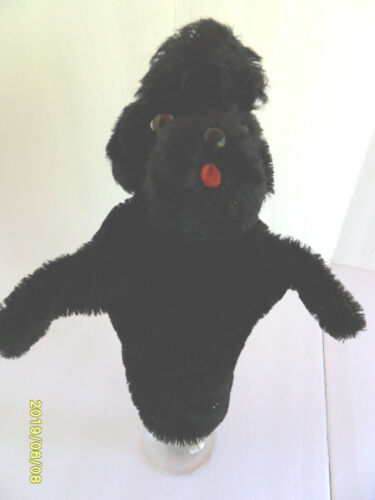 Steiff dog doll poodle hand puppet mohair  button flag Germany 2746 - Afbeelding 1 van 4