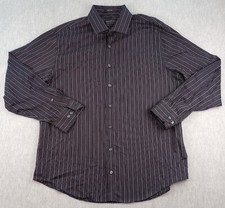 Kenneth Cole Shirt New York Non Iron Regular Fit Mens Large Black Striped