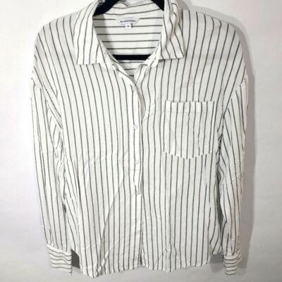 Clockhouse Women's Size 34 Button Down While and Gray Striped Shirt
