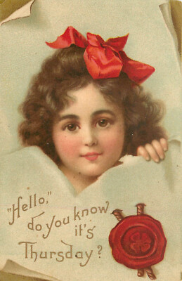 Postcard Wax Seal Clover Greeting Hello Do You Know Its Thursday