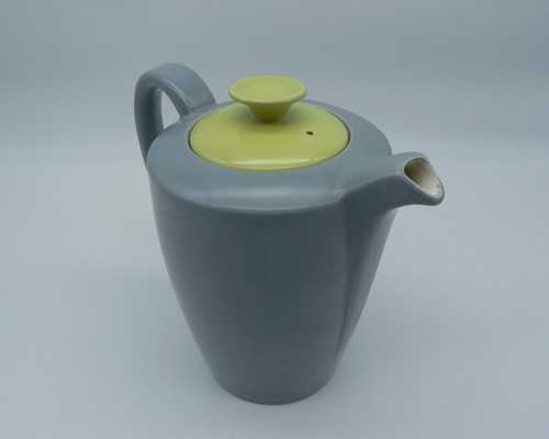 POOLE POTTERY LIME YELLOW & MOONSTONE GREY 1.5PT COFFEE POT PERFECT C102 VINTAGE - Picture 15 of 17