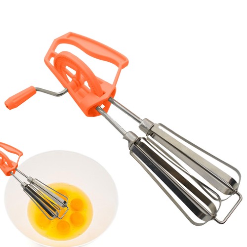 Manual Hand Mixer Stainless Steel Hand Crank Whip Whisk with 2 Mixing Heads - Picture 10 of 14