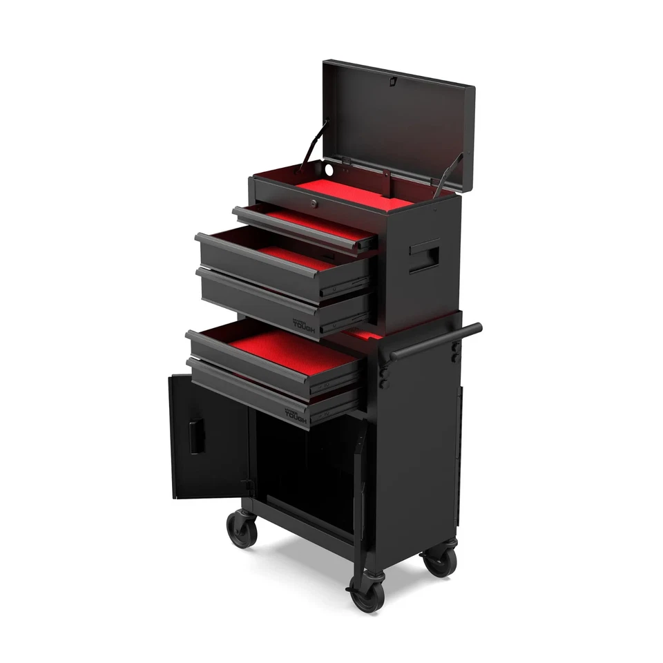 Caja de herramientas Hyper Tough de acero de alta resistencia de 20 pulgadas, capacidad de 400 libras, negra Foto 4 de 4