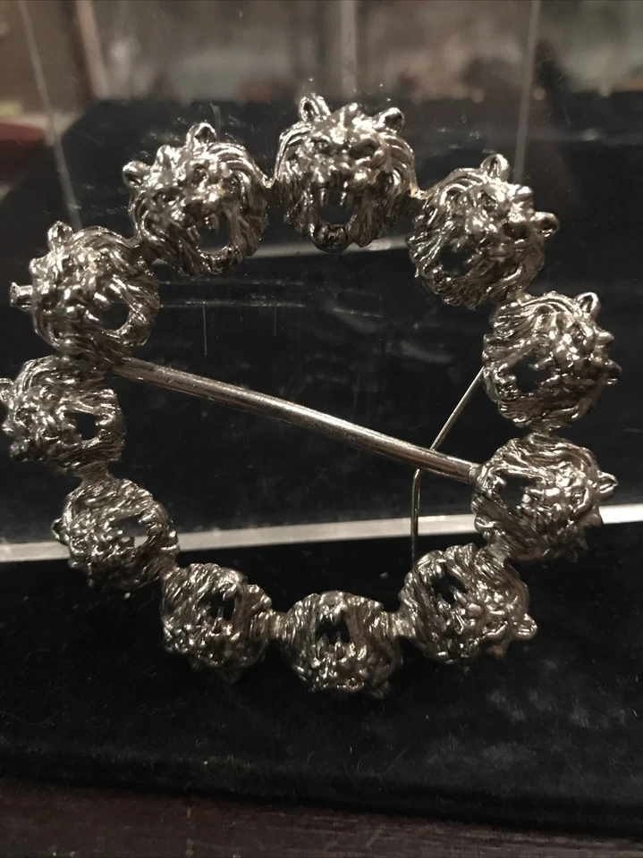 Cinturón de colección antiguo gótico tono plata animal selva hebilla faja tigre Foto 2 de 4