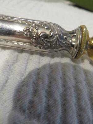 VINTAGE ANCIEN GRAND Couteau a Pain Manche en Argent Style Rococo