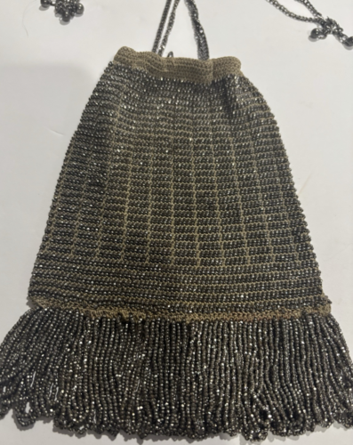 Antique Metal Fine Mesh Beaded Evening Bag Art Deco - Picture 2 of 10