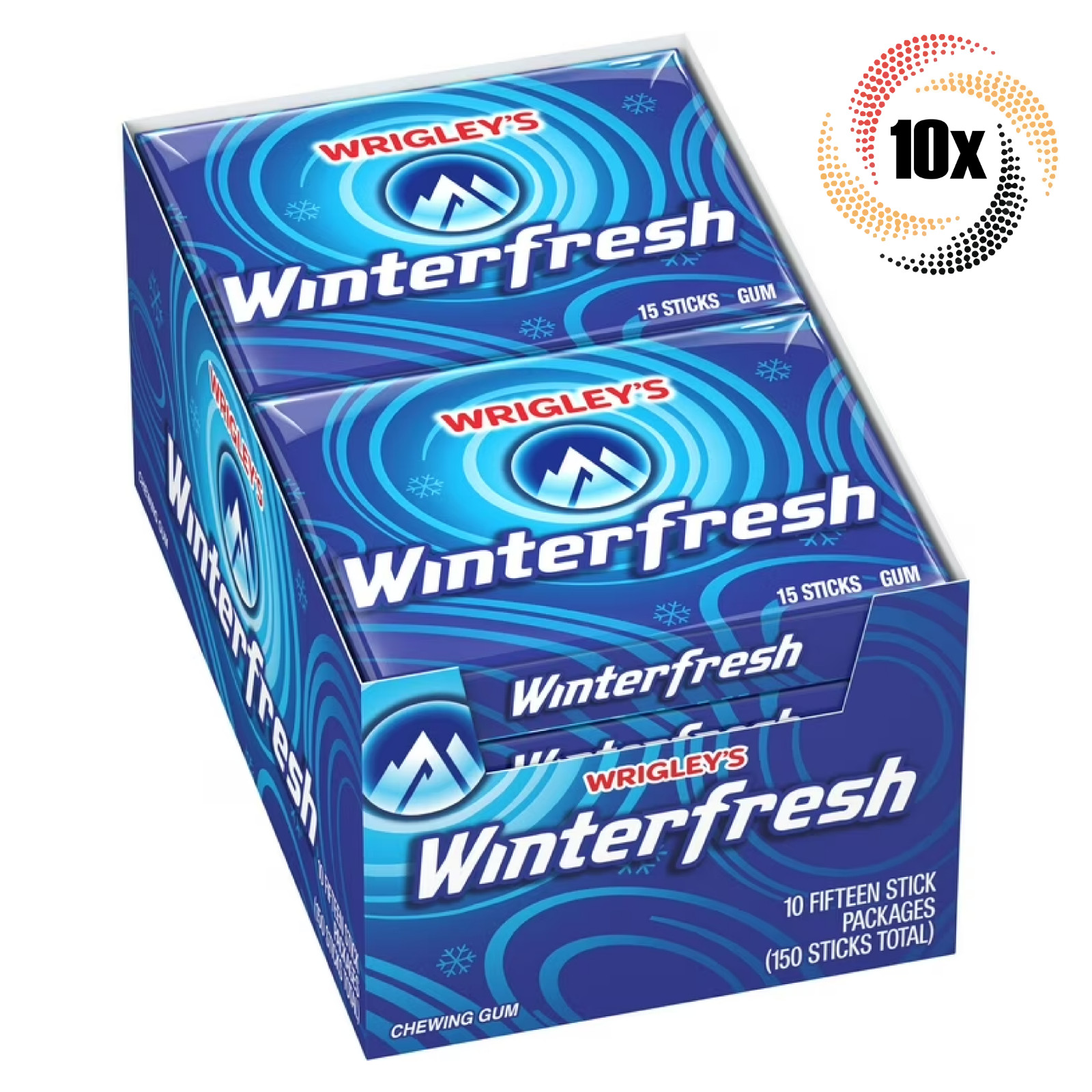 Полная коробка из 10 упаковок жевательной резинки Wrigleys Winterfresh Natural Slim Pack по 15 палочек в каждой 5490₽
