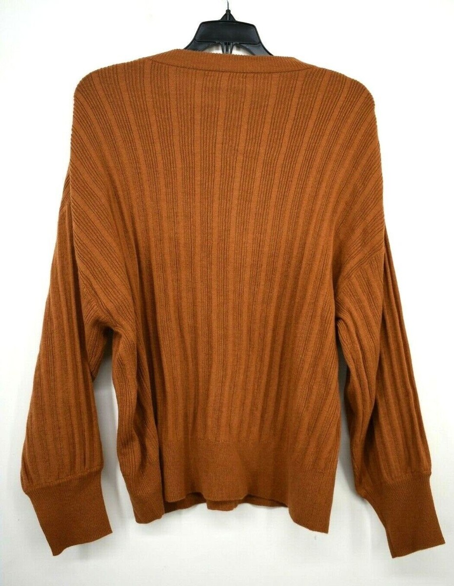 Topshop Womens Brown Crew Neck Knitted Cashmere Blend Long Sleeves