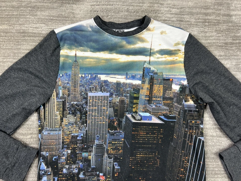Carbon Shirt Mens Extra Large Gray Skyline Screenprint Crewneck Pullover USA - Image 2 of 4