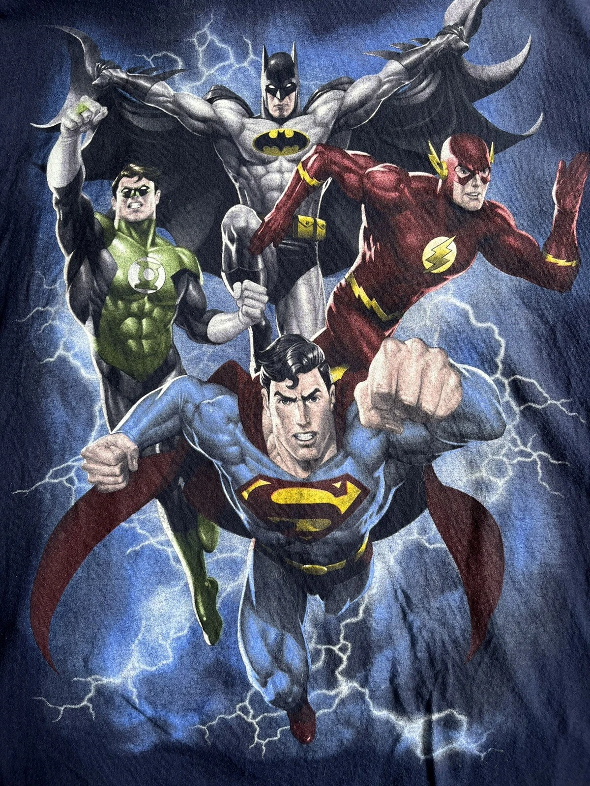 DC Comics Justice League Large T-Shirt Batman Superman Flash Green Lantern